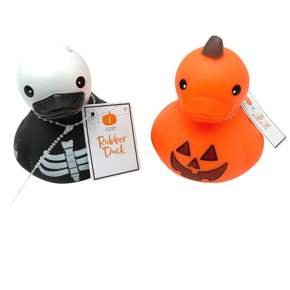 TARGET Bullseye Halloween Rubber Duck 2 Set Pumpkin Jack O Lantern and Skeleton
